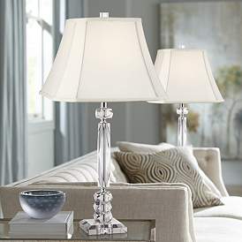 Image1 of Vienna Full Spectrum 25 1/2" Cut Crystal Column Table Lamps Set of 2