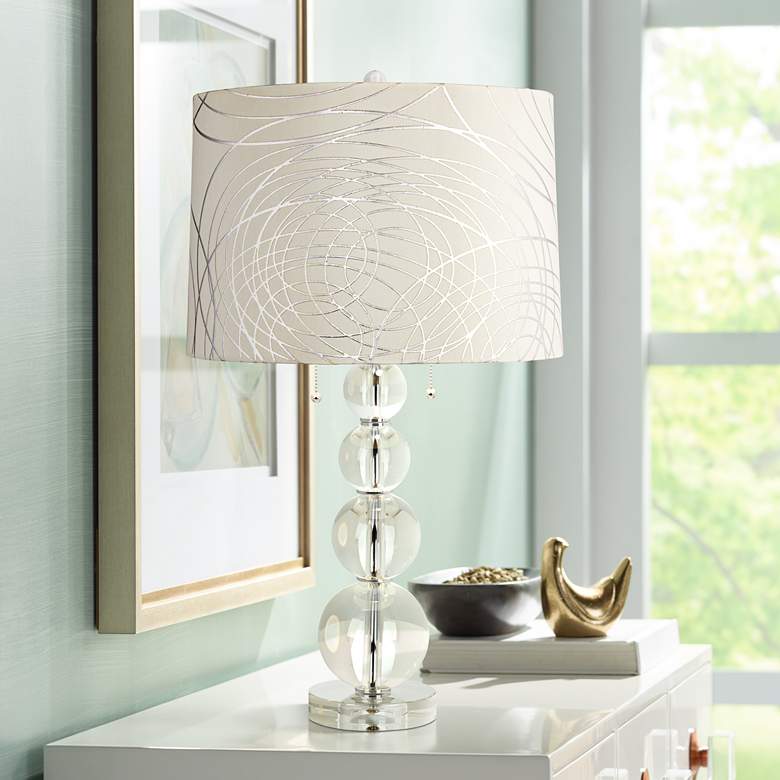 Image 2 Vienna Full Spectrum 26 1/2" Silver Circles Crystal Spheres Table Lamp