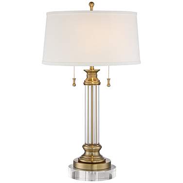 Vienna Full Spectrum 31 1/2" Brass and Crystal Lamp with Round Riser
