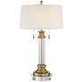 1_Vienna Full Spectrum 31 1/2" Brass and Crystal Lamp with Round Riser