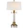 Vienna Full Spectrum 31 1/2" Brass and Crystal Lamp with Round Riser