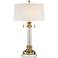 Vienna Full Spectrum 31 1/2" Brass and Crystal Lamp with Square Riser