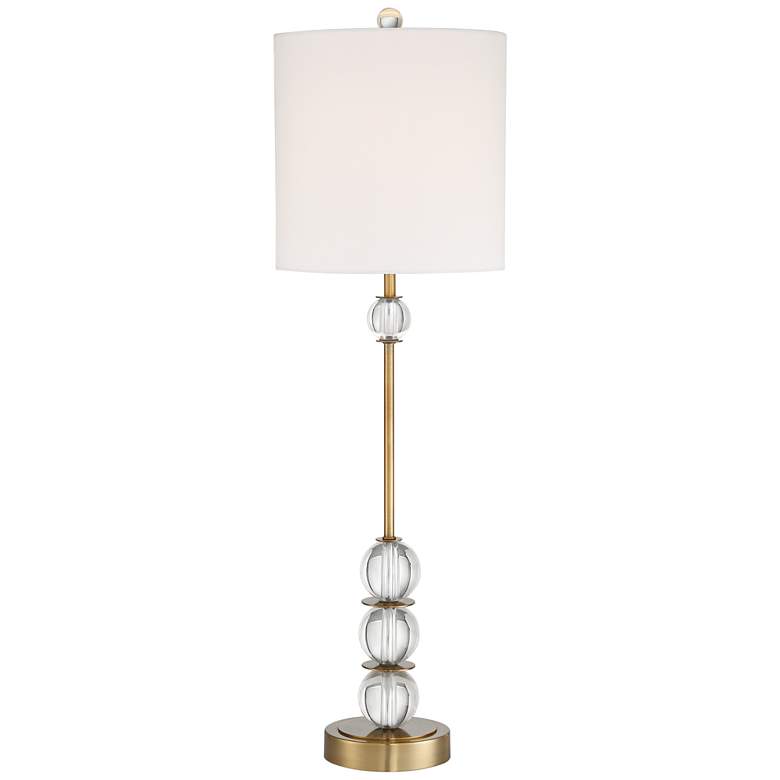 Image 2 Vienna Full Spectrum 32 1/2 inch Halston Brass and Crystal Buffet Lamp