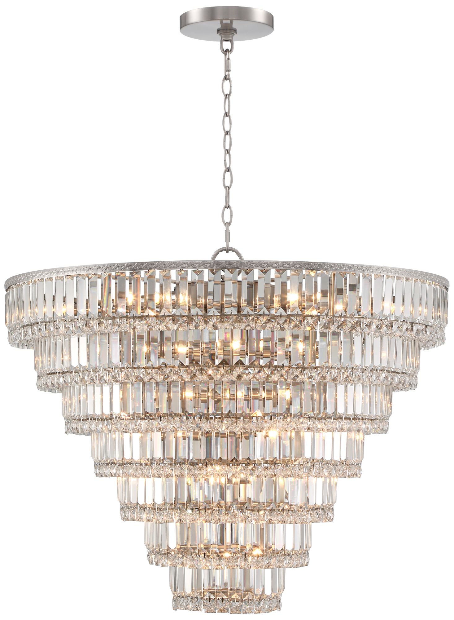 Watch A Video About the Magnificence Nickel Crystal 29 Light LED Chandelier
