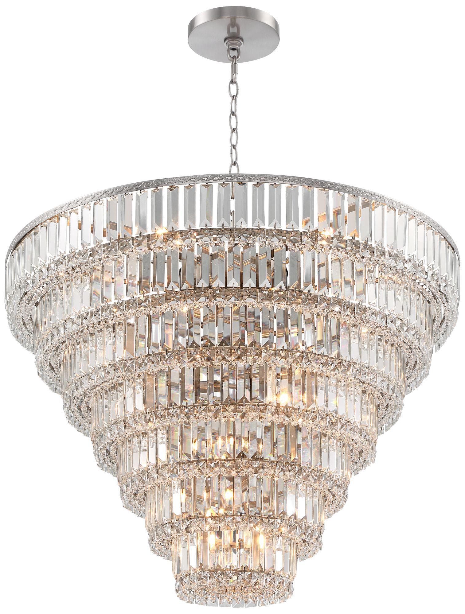 Watch A Video About the Magnificence Nickel Crystal 29 Light LED Chandelier