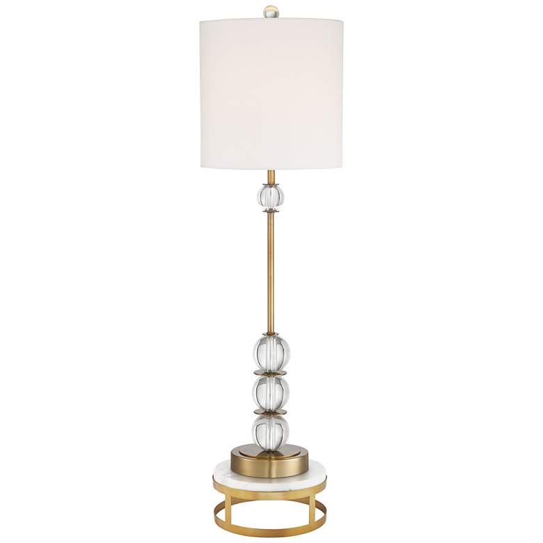 Image 1 Vienna Full Spectrum 36 1/4 inch Crystal and Brass Buffet Lamp with Riser