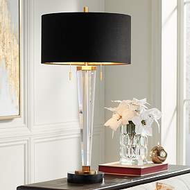 Image1 of Vienna Full Spectrum Belle 33 1/4" Marble and Crystal Table Lamp