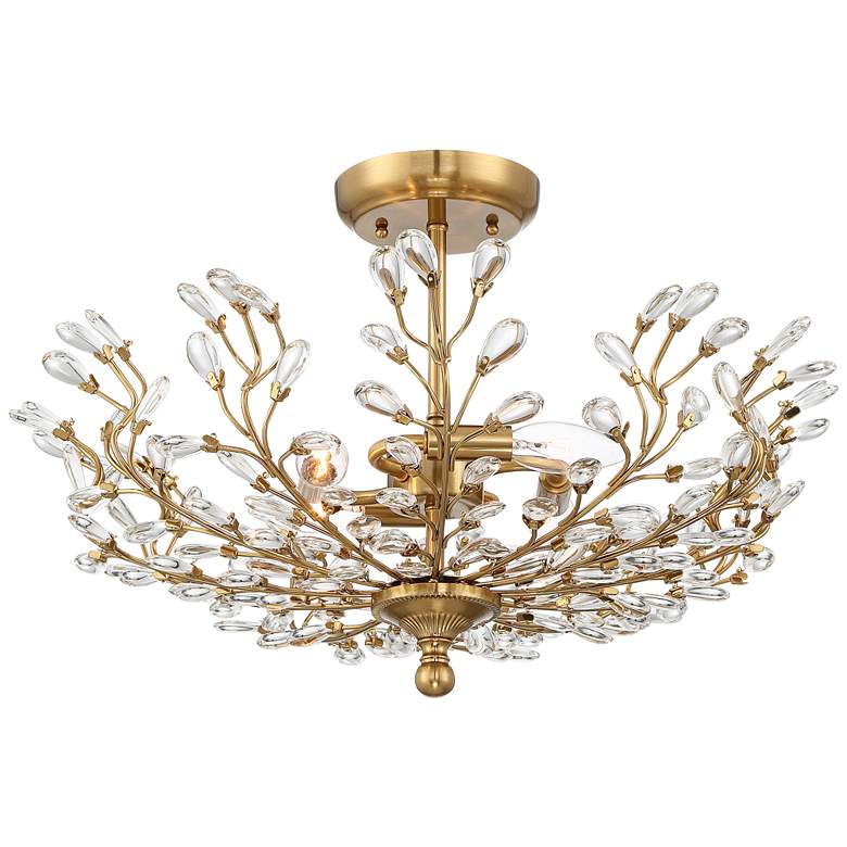 Image 3 Vienna Full Spectrum Brielle 18 1/2" Brass and Crystal Ceiling Light