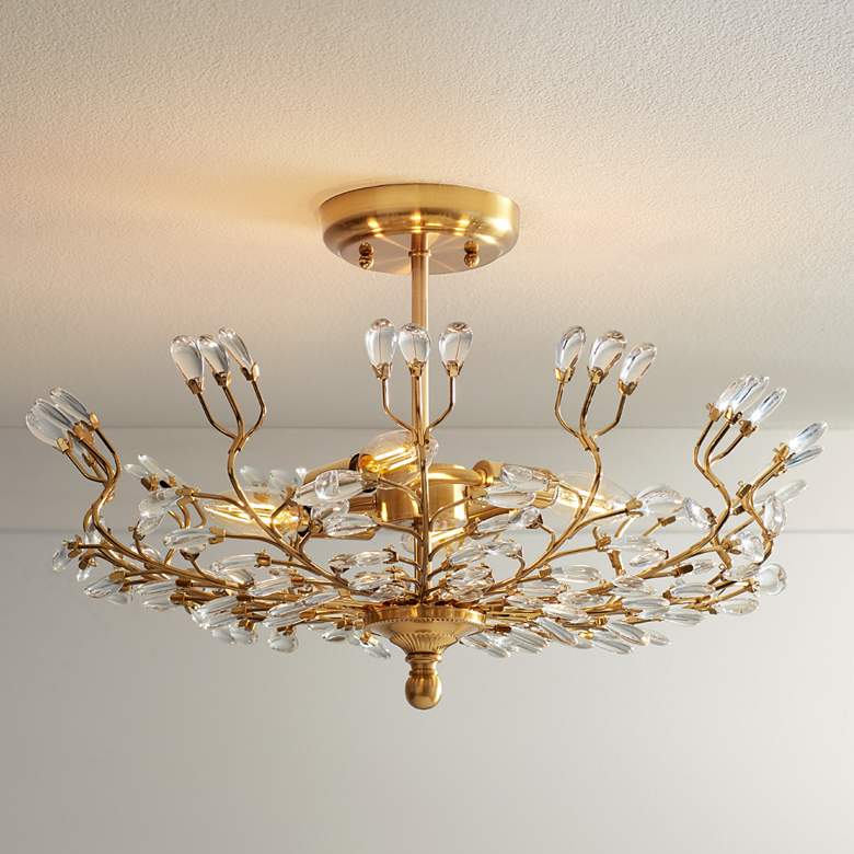 Image 2 Vienna Full Spectrum Brielle 18 1/2" Brass and Crystal Ceiling Light