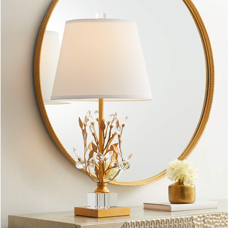 Image 1 Vienna Full Spectrum Chalon 26 1/2" Gold and Crystal Table Lamp