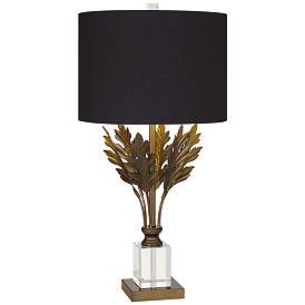 Image2 of Vienna Full Spectrum Cheri Brass Leaves and Crystal Traditional Table Lamp