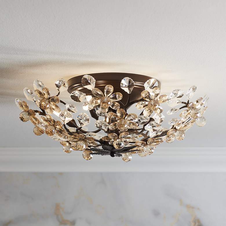 Image 1 Vienna Full Spectrum Crystal Blooms 21" Champagne Glass Ceiling Light
