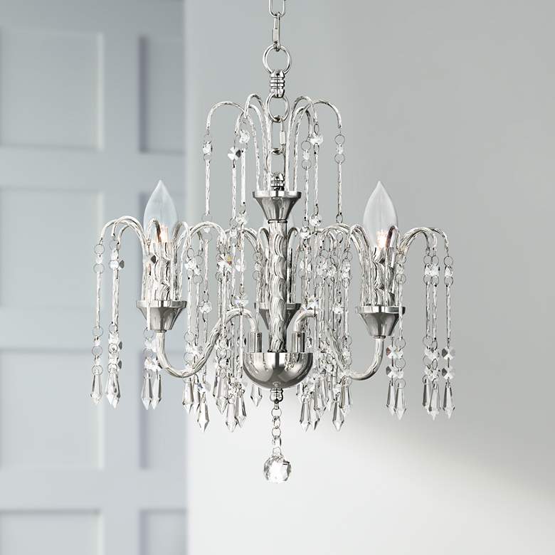 Image 1 Vienna Full Spectrum Crystal Rain 15 inch Wide Chrome 3-Light Chandelier