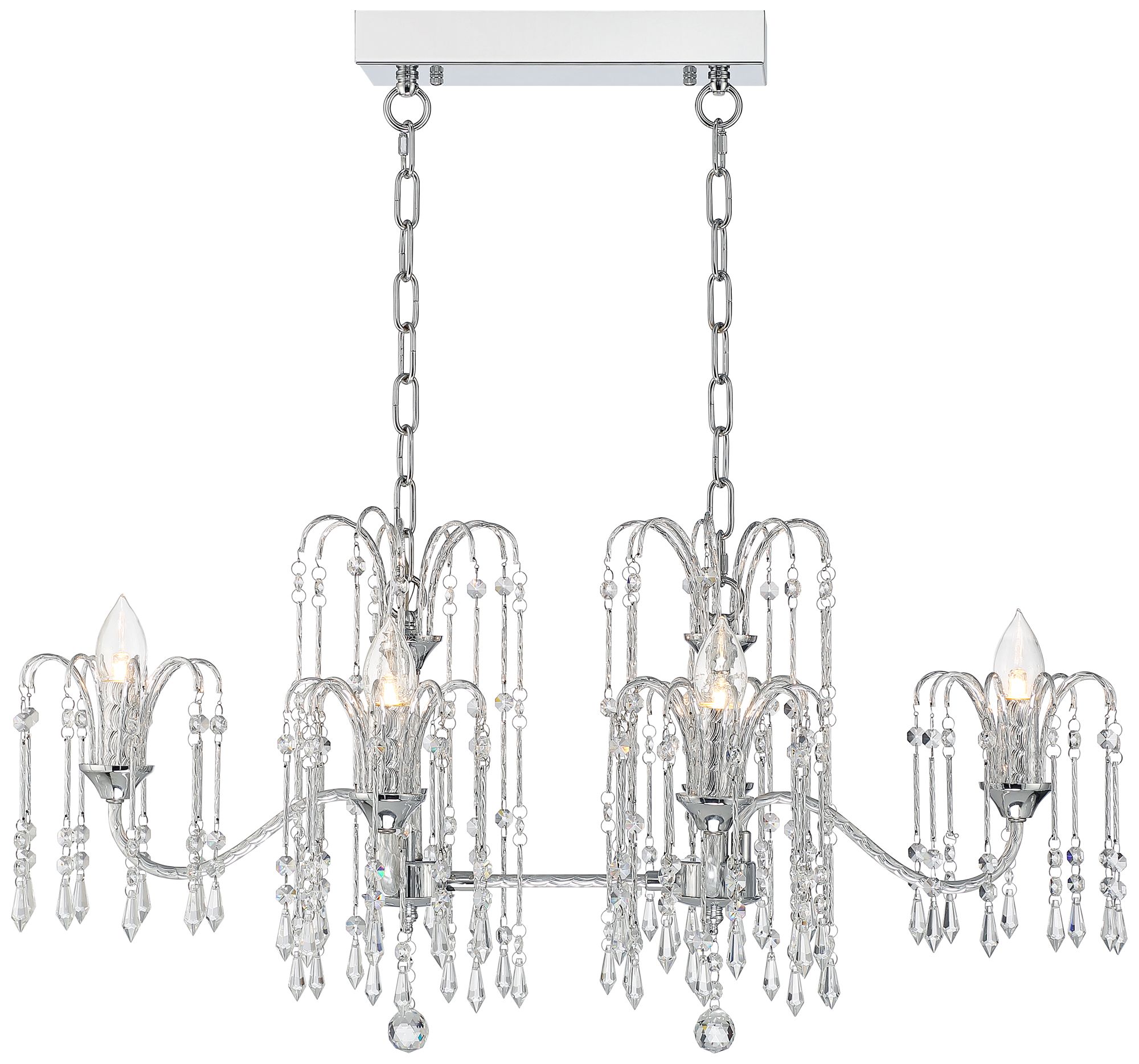 Vienna Full Spectrum Crystal Rain 33" Chrome 6-Light Island Chandelier