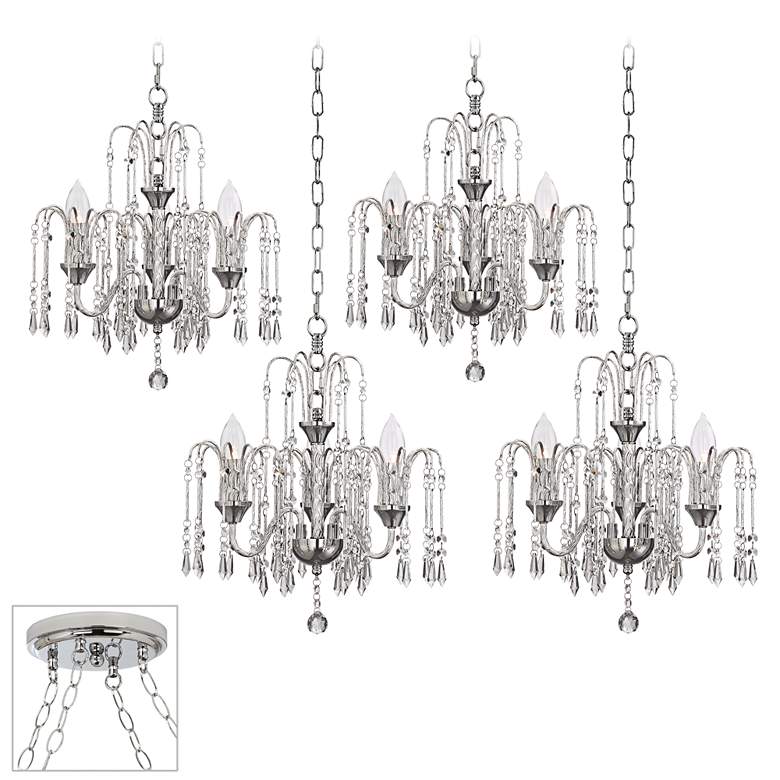 Image 1 Vienna Full Spectrum Crystal Rain Chrome 4-Light Swag Chandelier