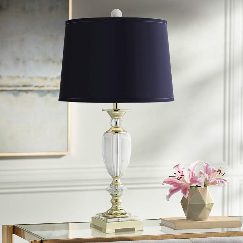 Image 1 Vienna Full Spectrum Crystal Table Lamp with Navy Shade