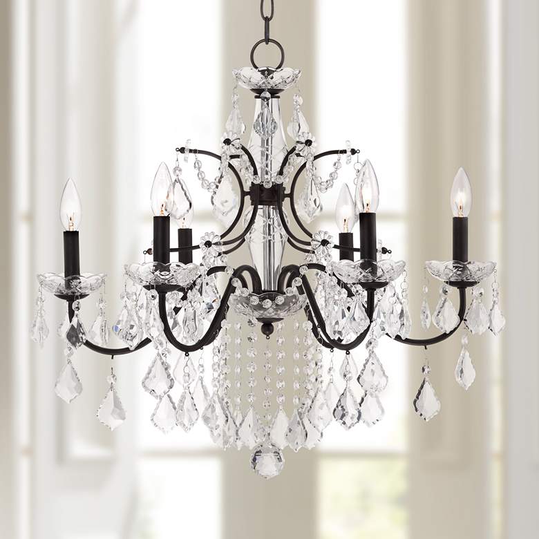 Image 1 Vienna Full Spectrum DeMallo 26" Bronze 6-Light Crystal Chandelier