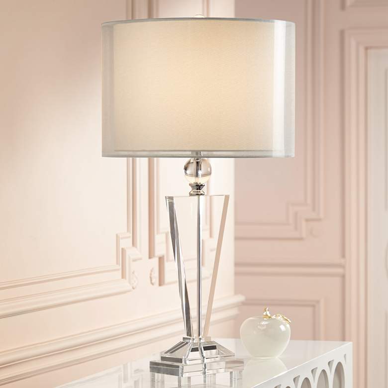 Image 1 Vienna Full Spectrum Double Sheer Silver Crystal Trophy Table Lamp