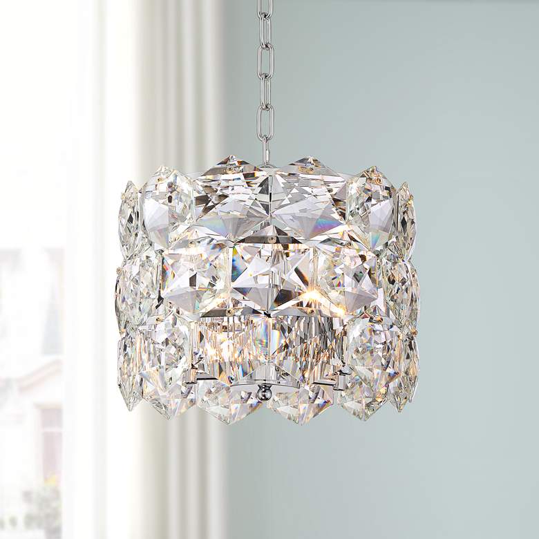 Image 1 Vienna Full Spectrum Etienne 13 1/2 inch Chrome and Crystal Pendant Light