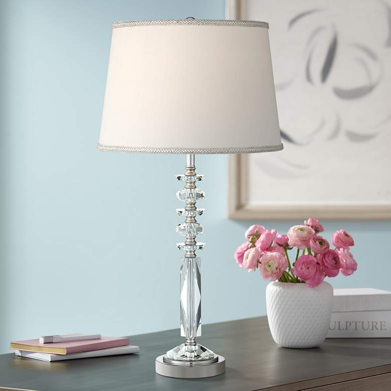 Image 1 Vienna Full Spectrum Flora 25 1/4" Clear Column Crystal Table Lamp