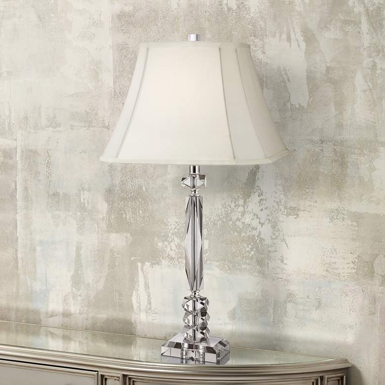Image 2 Vienna Full Spectrum Glass Column 25 1/2 inch Cut Crystal Table Lamp