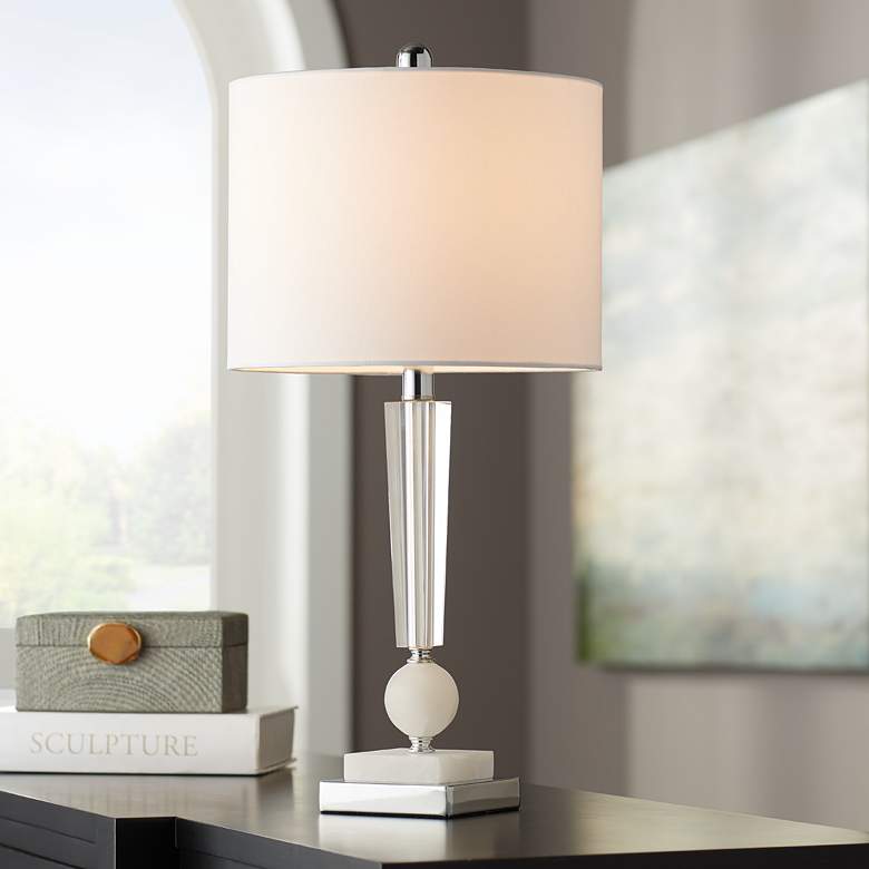 Image 1 Vienna Full Spectrum Inez 24 1/2" Marble and Stacked Crystal Lamp