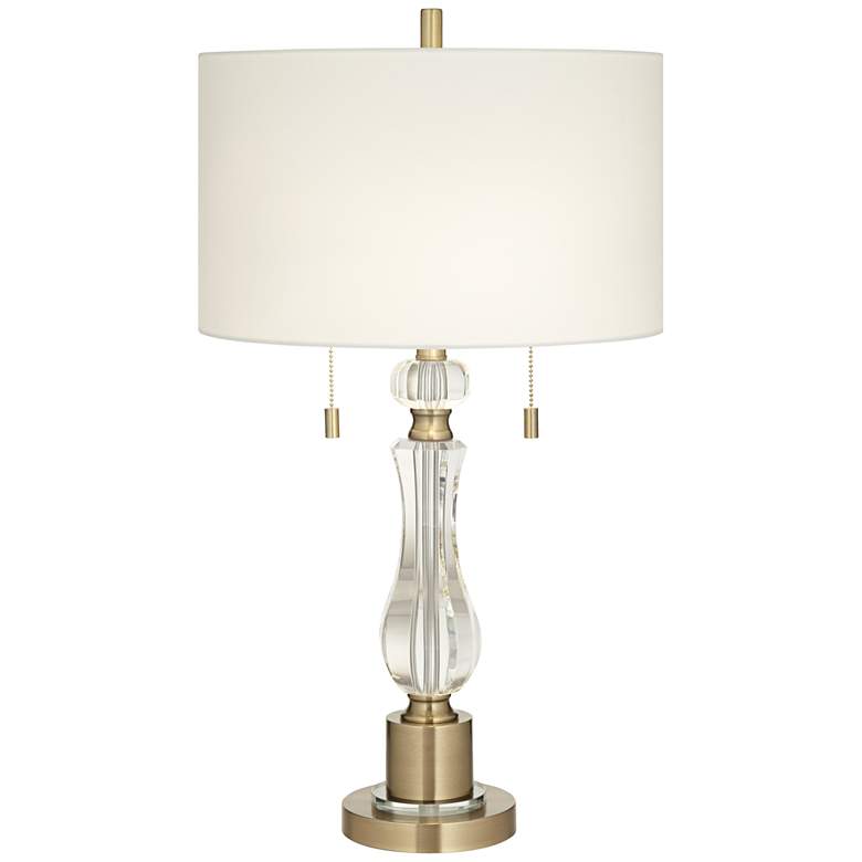 Image 2 Vienna Full Spectrum Jordan 27 1/2" Brass and Crystal Table Lamp