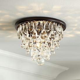 Image1 of Vienna Full Spectrum Lorraine 12 1/2" Bronze and Crystal Ceiling Light