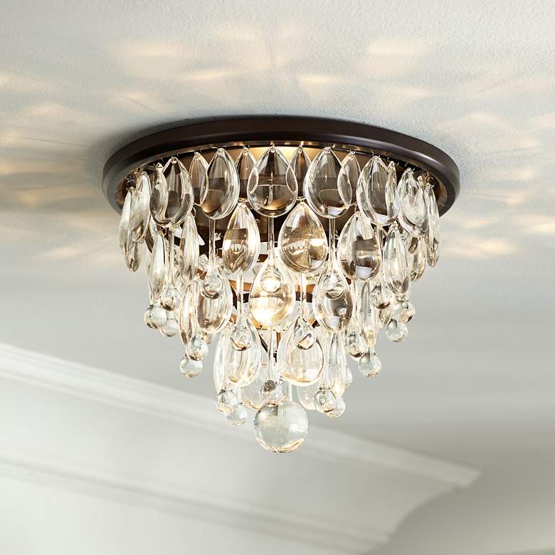 Image 1 Vienna Full Spectrum Lorraine 12 1/2" Bronze and Crystal Ceiling Light