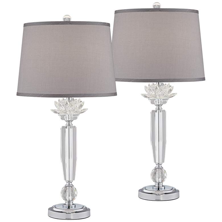 Image 2 Vienna Full Spectrum Olivia 28 1/4" Crystal Column Lamps Set of 2