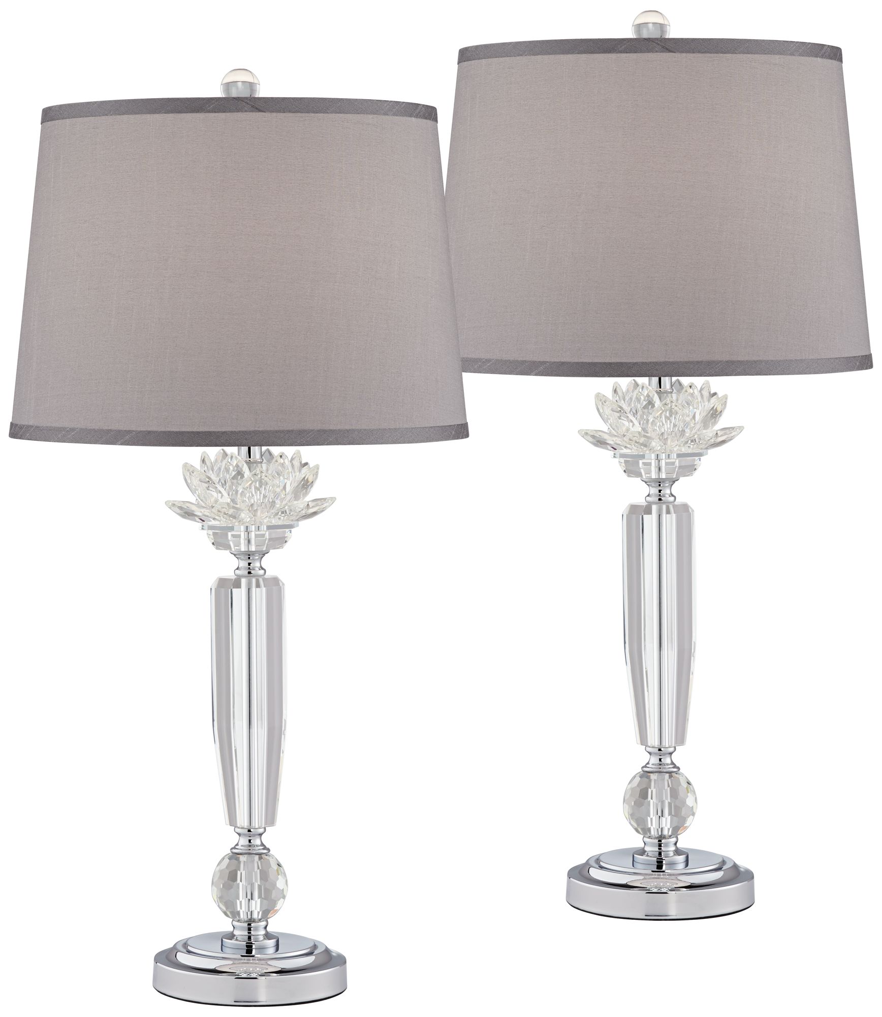 Vienna Full Spectrum Olivia Crystal Column Accent Table Lamps Set of 2