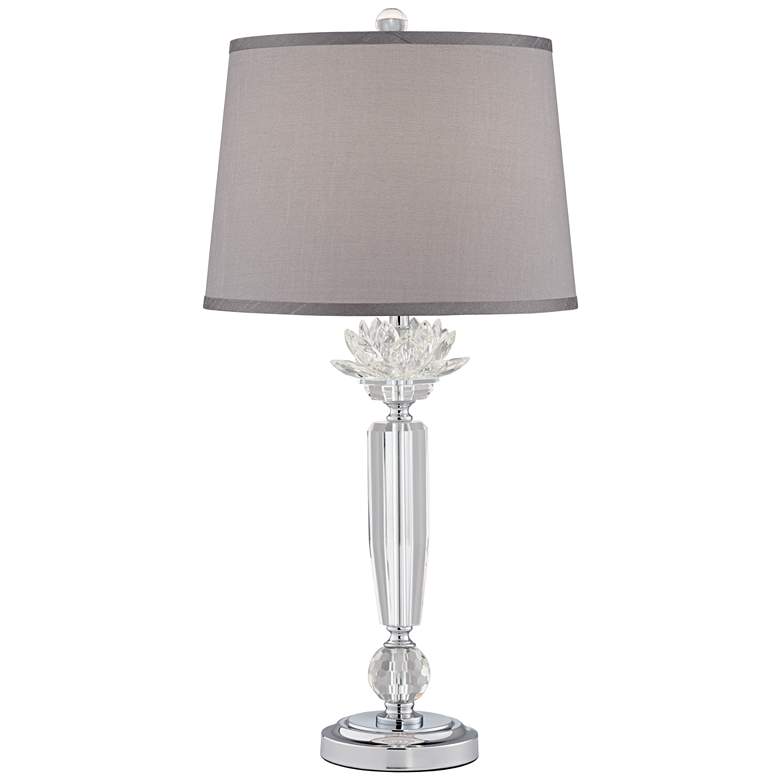 Image 2 Vienna Full Spectrum Olivia Crystal Table Lamp with Gray Shade