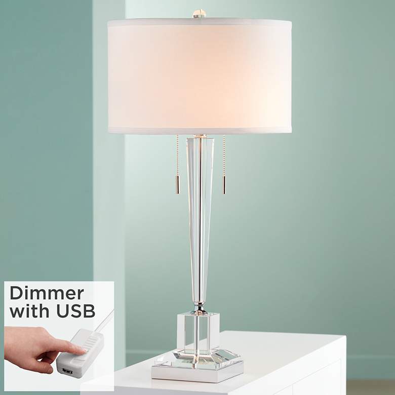 Image 1 Vienna Full Spectrum Renee 30 1/2" Crystal Table Lamp With USB Dimmer
