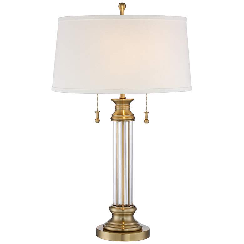 Image 3 Vienna Full Spectrum Rolland 30" Brass and Glass Column Table Lamp