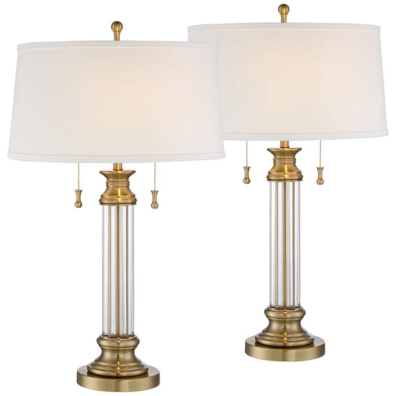 Image 2 Vienna Full Spectrum Rolland 30" Brass and Glass Table Lamps Set of 2
