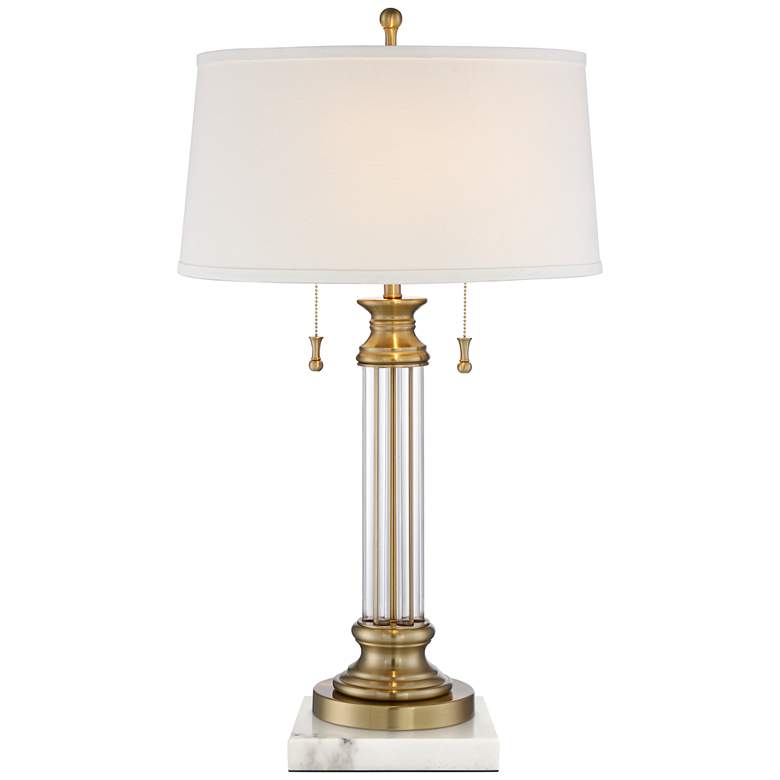 Image 1 Vienna Full Spectrum Rolland 30" Crystal Lamp with Square White Marble