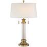 Watch A Video About the Vienna Full Spectrum Rolland Brass and Glass Column Table Lamp
