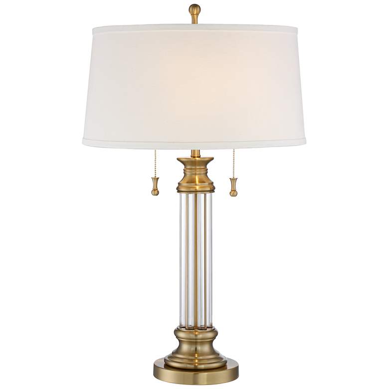 Image 2 Vienna Full Spectrum Rolland Brass and Crystal Column Lamp with Dimmer