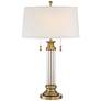 Vienna Full Spectrum Rolland Brass and Crystal Column Lamp with Dimmer