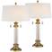Vienna Full Spectrum Rolland Brass and Glass Column Table Lamps Set of 2