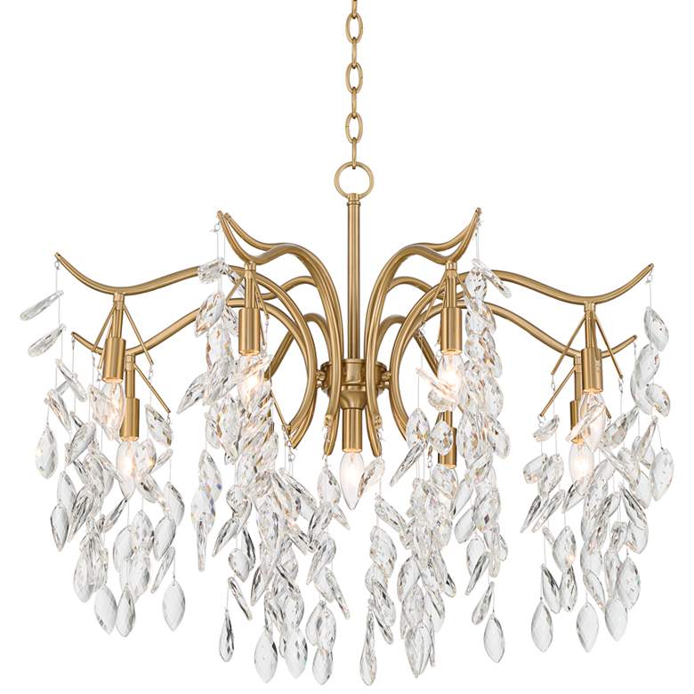 Image 2 Vienna Full Spectrum Rysa 30 1/2" Brass and Crystal 9-Light Chandelier
