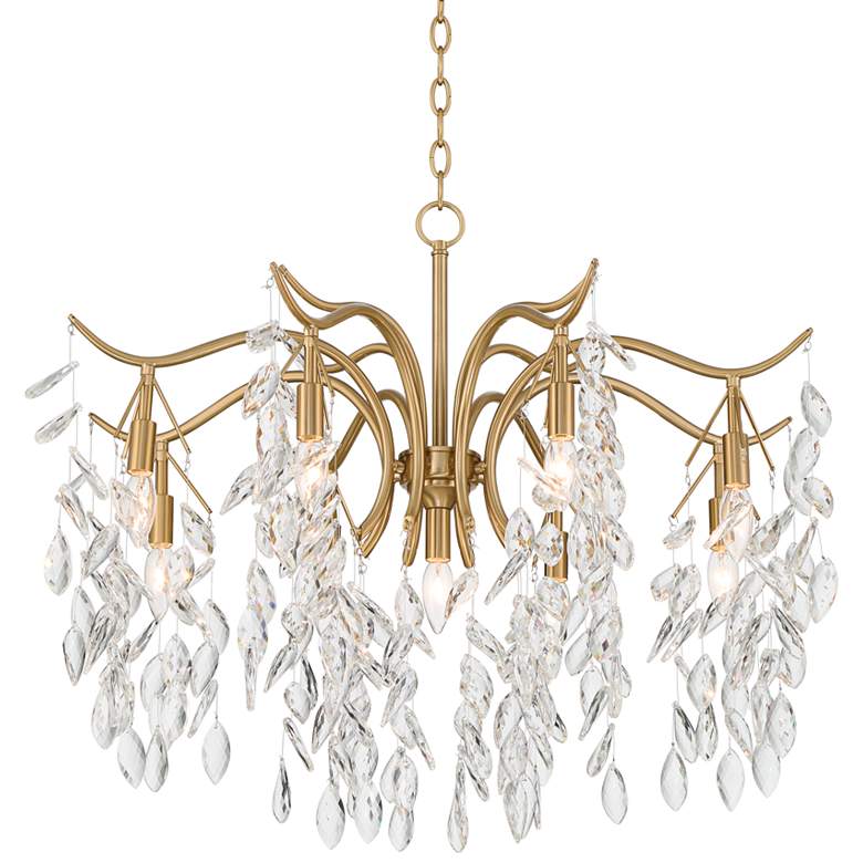 Image 2 Vienna Full Spectrum Rysa 30 1/2 inch Brass and Crystal 9-Light Chandelier