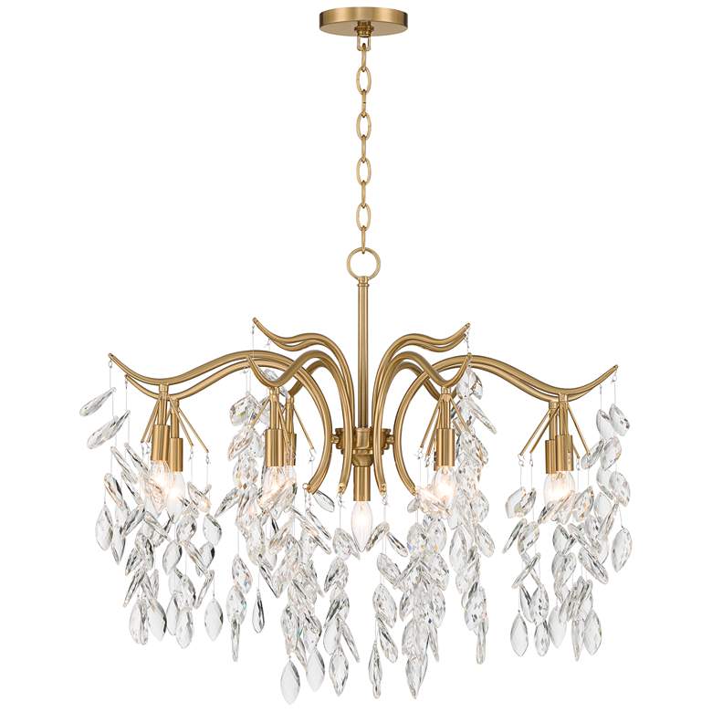 Image 6 Vienna Full Spectrum Rysa 30 1/2 inch Brass and Crystal 9-Light Chandelier more views