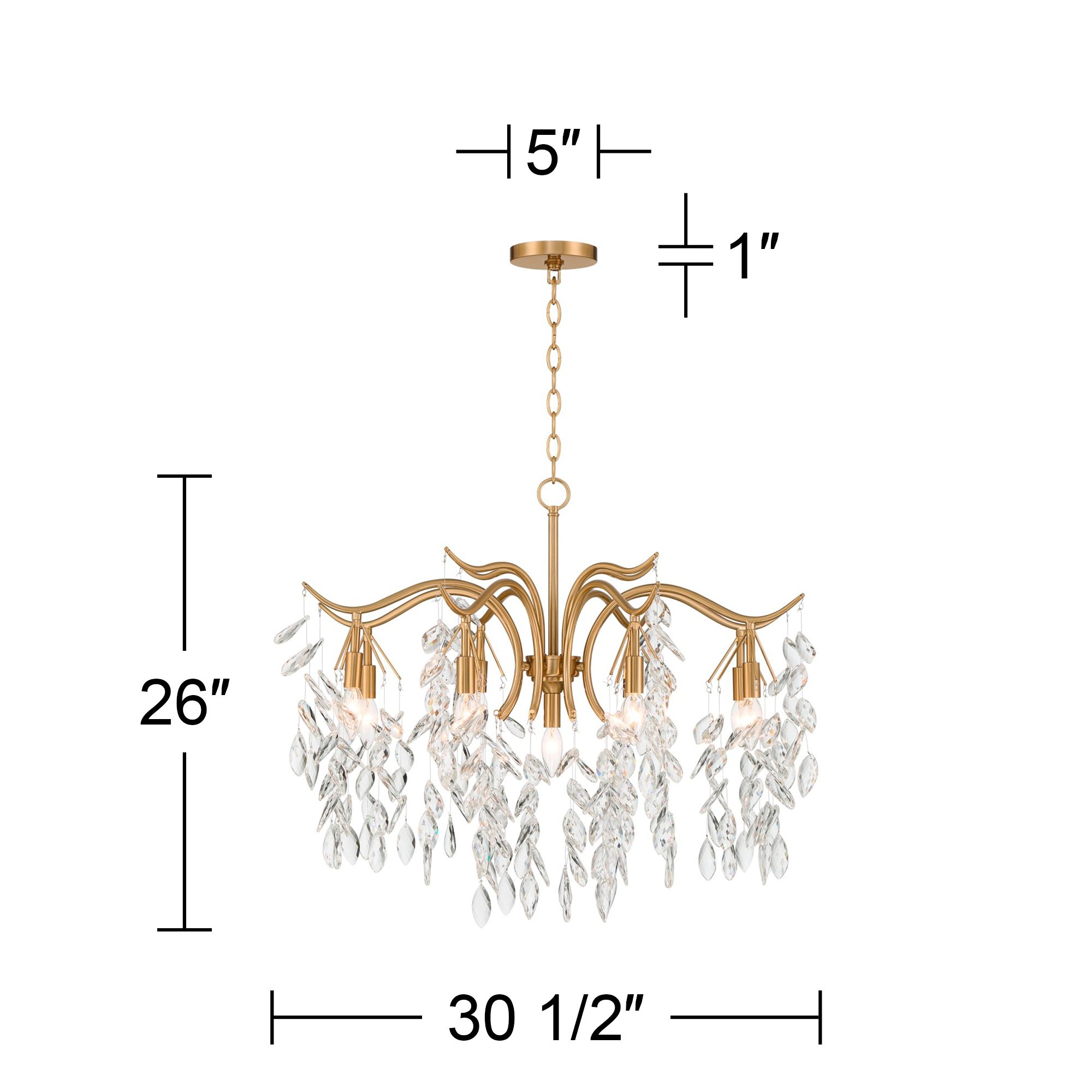 Watch A Video About the Rysa Warm Brass Crystal 9 Light Chandelier
