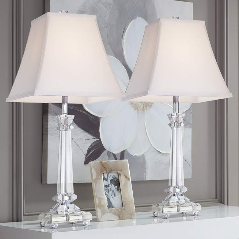 Image 1 Vienna Full Spectrum Sannes 25 inch Crystal Column Table Lamps Set of 2