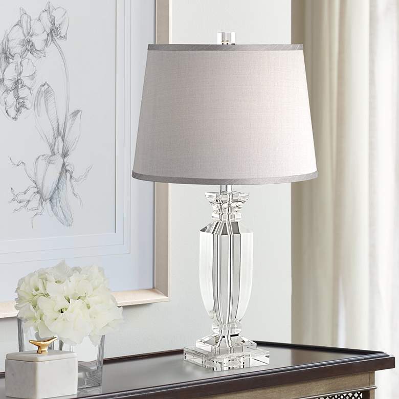 Image 1 Vienna Full Spectrum Sherry 25" Crystal Table Lamp with Gray Shade