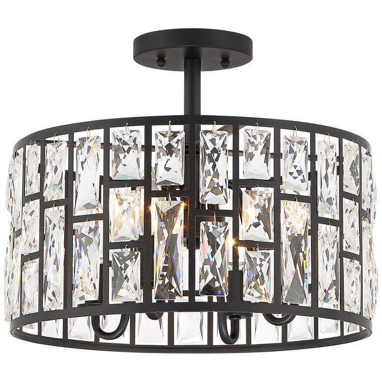 Image 2 Vienna Full Spectrum Sofie 15 inch 4-Light Black and Crystal Ceiling Light