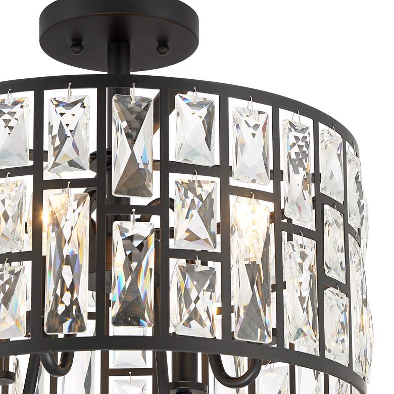 Image 3 Vienna Full Spectrum Sofie 15" 4-Light Black and Crystal Ceiling Light more views