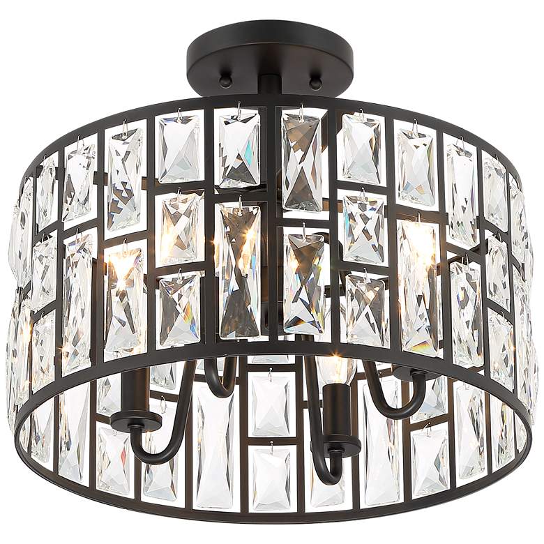Image 5 Vienna Full Spectrum Sofie 15" 4-Light Black and Crystal Ceiling Light more views