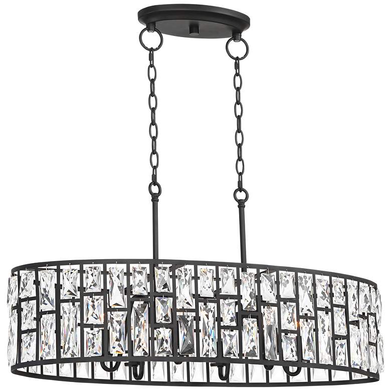 Image 3 Vienna Full Spectrum Sofie 31 1/2 inch Black and Crystal Kitchen Pendant